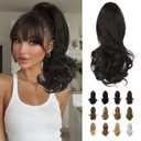 SOFEIYAN 13" Ponytail Extension Long Curly Ponytail Clip in Claw Hair Extension Natural Synthetic Hairpiece for Women