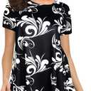 Afibi Womens Short Sleeve Tunic Tops A-Line Flowy Lace Trim Shirt Blouse