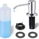 Chrome Soap Dispenser for Kitchen Sink, WEWE Kitchen Sink Soap Dispenser Built in for Counter Top Refillable Under Sink in Sink Soap Dispenser Stainless Steel Polished Chrome