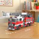 Light-Up Ladder Fire Truck Building Set – 720PCS STEM Toys for Kids & Adults, City Firetruck Building Bricks with Flashing Lights, Ideas Creative Gift for Birthday Christmas Compatible Building Bricks, 11.6 x 3.74 x 5 inches