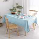 Hiasan 2 Pack Faux Linen Rectangle Tablecloth - Wrinkle and Stain Resistant Washable Table Cloth for Kitchen Dining Room Holiday Table Cover for Party Dinner, Lux Slate Blue, 54 x 80 Inch