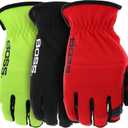 West Chester Men's High-Dexterity Work Gloves, Synthetic Leather Palm, Padded Knuckle, 3-Pack, Yellow/Blue/Black, Large, (86156-L3P)