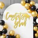 2026 Graduation Decorations Congrats Grad Wood Sign for Class of 2026 Graduation Party Backdrop Decorations Cutout Graduations Photo Booth Prop for School Celebration Sign Wall Decor(Gold)