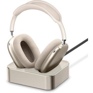 Headphone Charging Station for AirPods Max 2024 & 2020 - Magnetic Headset Charger Dock with Dual Lightning & Type-C Connectors (Starlight)
