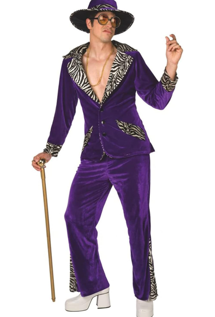 Morph Purple Pimp Costume For Men, Mens Pimp Daddy Costume, Purple Outfit for Men, Halloween Dress Up, XL