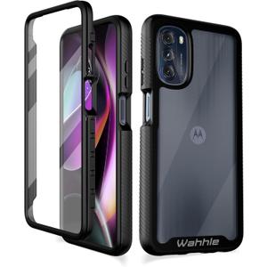 wahhle Case Phone Cover Compatible with Moto G 5G 2022 for G 5G 2022 Black/Clear | Built in Screen Protector, Full Body, Shockproof, Slim Fit, Bumper, Protective