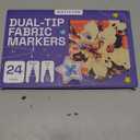 ARTISTRO 24 Dual-Tip Fabric Markers - Fabric Decorating Kit - Permanent for Clothes - No Bleed Pens for T-Shirts, Bags, Textile, Canvas, and More (Brush Tip and Fine Tip)