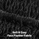 FUTEI Pack of 2 Faux Feather Plush Throw Pillow Covers 20x20 Inch Soft Fluffy Solid Farmhouse Decorative Cushion Cases Modern Luxury Accent for Couch Bed Living Room, Black