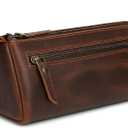 Brown Leather Cosmetic Bags for Women Travel Cosmetic Cases - Multipurpose Zippered Makeup Bag, Small leather Cosmetic Case for Purse - Genuine Leather Makeup Bag Handmade Makeup Pouch