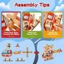 Aizweb Emergency Vehicle Toys,Wooden Police Car, Fire Truck, Ambulance, Helicopter,STEM Kit Fine Motor Blocks Educational Learning Montessori for 4-8 Year Old Boys Girls Community Helper