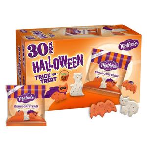 Mothers Circus Halloween Animal Cookies, Snack Pack Halloween Treats for Kids, Individually Wrapped Halloween Cookies, Cats and Bats Frosted Animal Cookies with Sprinkles, 30ct Box