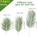 CCINEE 12 PCS Artificial Palm Leaves, Assorted Sizes Faux Large Palm Fronds Fake Tropical Plant Simulation Safari Leaves with Stems for Home Hawaiian Luau Party Jungle Beach Theme Party Decoration