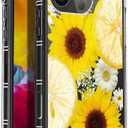 Compatible with iPhone 16 Pro Max Case,Soft TPU Transparent Shockproof Protective Cover Clear Case for iPhone 16 Pro Max,Lemon Sunflower