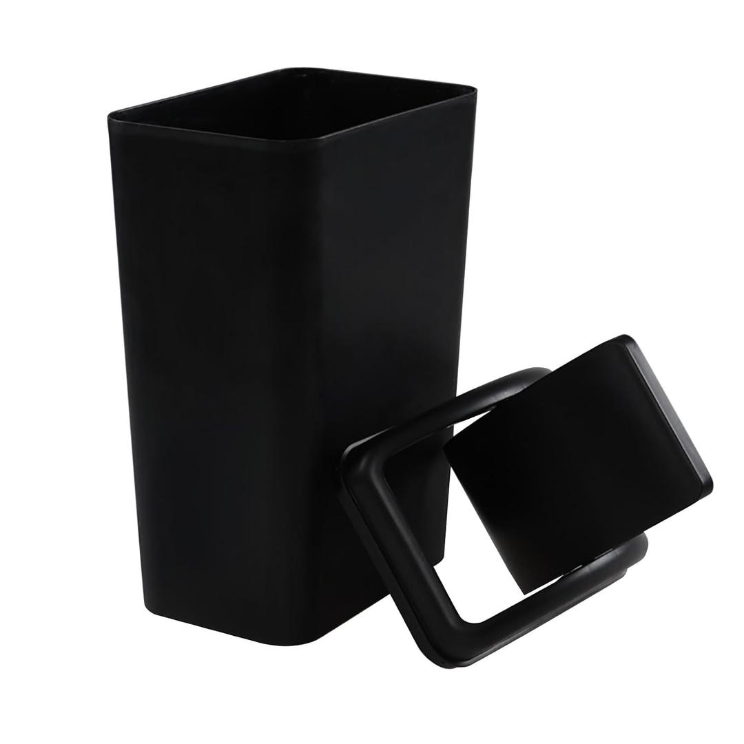 3.5 Gallon Slim Plastic Trash Can with Swing Lid, 14 L Small Garbage Can, Black