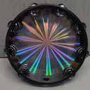 Musfunny Radiant Tambourine 10 inch for Adults 2-Row Jingles Bell Reflective Tambourines Hand Held Drum Musical Instrument for Kids Education KTV Party Church - 10 inch