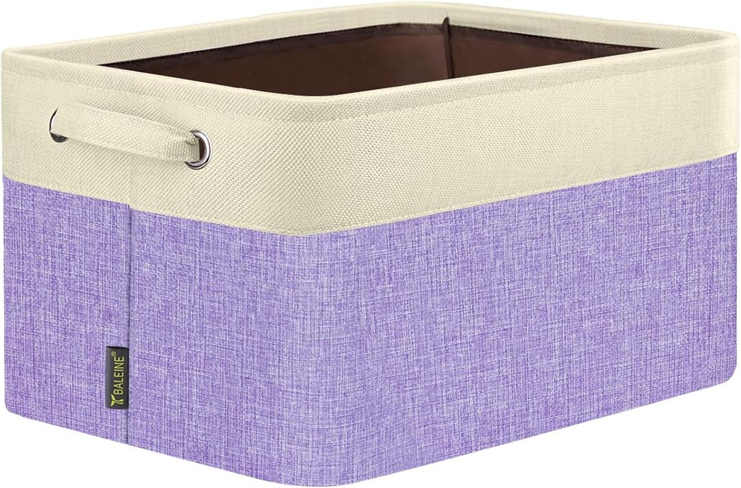 BALEINE 1 Pack Fabric Closet Storage Bins for Shelves, Linen Closet Organizers and Storage, Decorative Baskets for Organizing, Shelf, Clothes, Home, Office (Lavender, 15''x11''x9.5'')