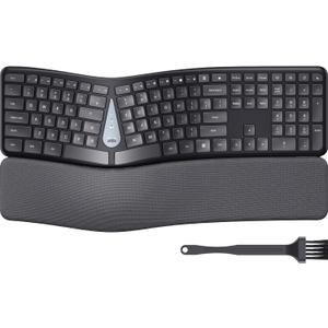 Wireless Ergonomic Keyboard, Split Keyboard with Wrist Rest and Cleaning Brush, 2.4G Computer Keyboard, Comfortable and Natural for Windows PC Laptops (Black)