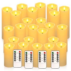 YOROXRG 23 Pack Christmas Decoration Flickering Flameless Candles, Battery Operated Candles,LED Candles for Home Decor,Wedding,Halloween,Birthday,Valentine'sDay (D2.2 xH 5" 6" 7" Ivory)