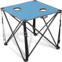 ARROWHEAD OUTDOOR 26 (66cm) Portable Camping Folding Table, 2 Cup Holders, Square, Carrying Case, Steel Frame, High-Grade 600D Canvas, 24" Square Table
