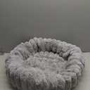 Donut Dog and Cat Bed, Luxurious Comfortable Faux Rabbit Fur Pet Beds, Round Anti-Anxiety Calming Puppy Kitten Bed with Anti-Slip Bottom for Small Medium Dogs & Cats(33", Brown) (S(23*23*8), Grey)