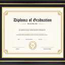 14x17 Diploma Frame with Black over Gold Mat, 16x20 Certificate Frame, Real Wood with Gold Trim, Black with Tempered Glass