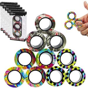 12Pcs Magnetic Rings Fidget Toys Spinner Set Easter Basket Stuffers,Finger Magnet Rings Endless Hours of Fun ADHD Stress Relief Fidget Spinner for Relieve Anxiety Birthday for Adults Teens Kids (12 Pcs)
