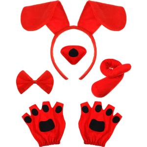 Syhood Puppy Dog Costume Set Ears Headband Bowtie Nose Tail Paw Gloves Accessories for Carnival