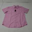 DiBanGu Mens Dress Shirts,Casual Solid Short Sleeve Shirt Regular Fit Summer Button Down Shirts with Pocket Pink L