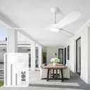 heimo 52 Inch White Ceiling Fan with Light and Remote, Wood Outdoor Ceiling Fans with Lights Dimmable for Bedroom Living Room Patios Kitchen Modern 3 Blade Propeller Indoor Fan
