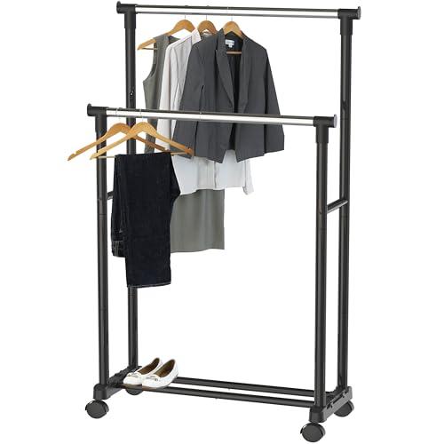 Simple Houseware Double Rod Portable Clothing Hanging Garment Rack