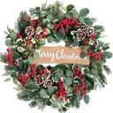 idyllic Christmas Wreath-22 Christmas Decoration Wreaths for Front Door Winter Spring Wreath with Pine Needles Eucalyptus Holly Leaves Pine Cones Red Berries for Indoor Outdoor Home Wall Decor