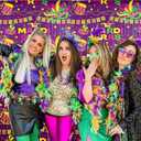 Mardi Gras Foil Fringe Curtain, 2-Pack Purple Gold Green Tinsel Backdrop New Orleans Masquerade Party Decorations Photo Booth Props