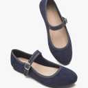 BABUDOG Womens Mary Jane Flats with Strap,Faux Suede Black Flats Shoes,Flats Shoes Women Dressy Comfortable,9