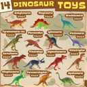 Zippytots Dinosaur Toys for Kids 3-5-7-14 Realistic Plastic Dinosaur Figures with Metal Storage Box & Learning Booklet - Educational Dino Figure Toys for Boys Girls Toddlers