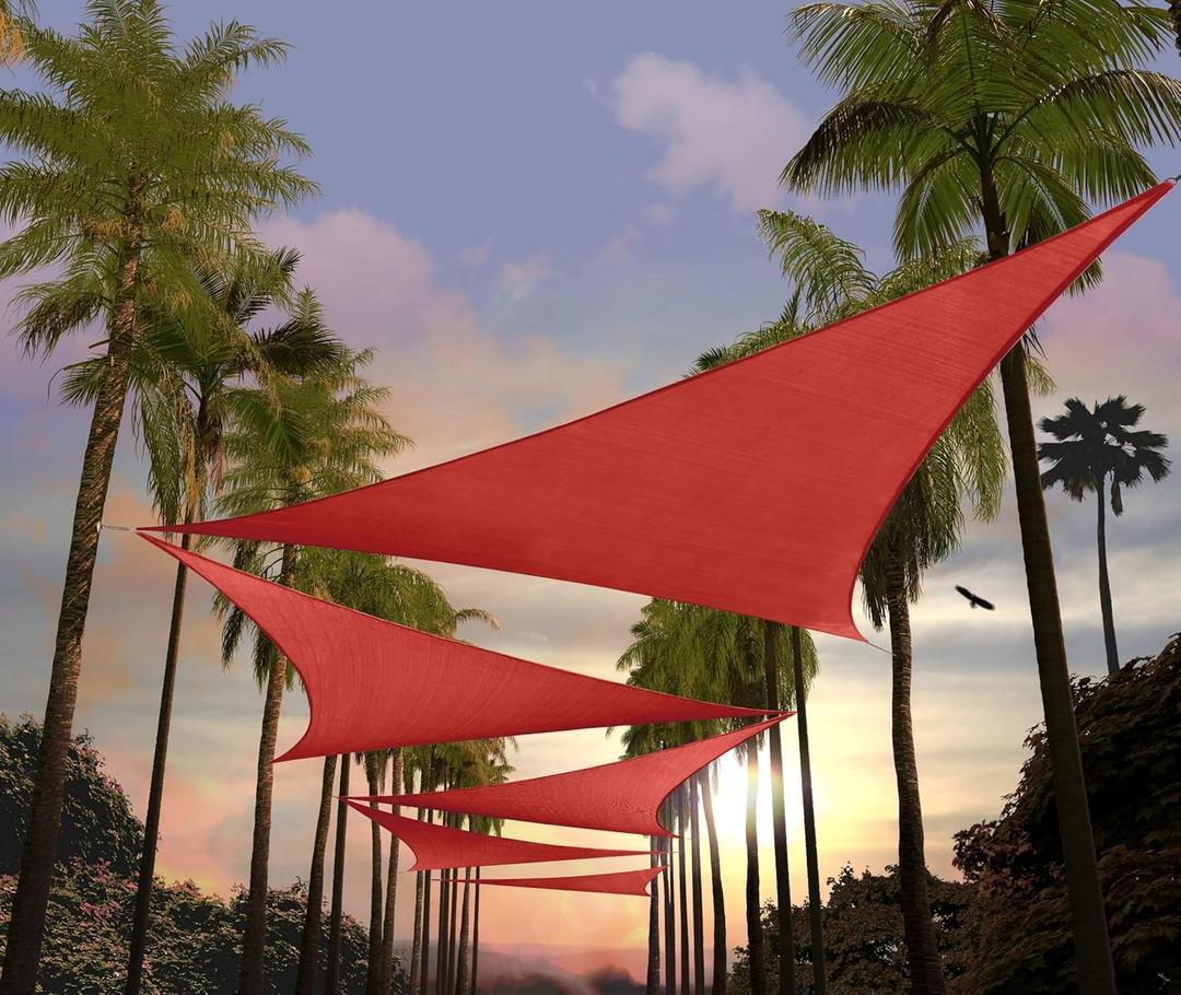 Amgo 24' x 24' x 33.9' Red Right Triangle Sun Shade Sail Outdoor Canopy Awning UPF50+ AGTAPRT24, 95% UV Blockage, Water & Air Permeable, Commercial Standard Heavy Duty (We Make Custom Size)