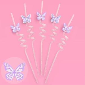 xo, Fetti Purple Butterfly Reusable Glitter Straw Set - 12 pc | Butterfly Bachelorette Decorations, Birthday Supplies, Guts Tour, Baby Shower Drinkware, HBD, Garden Party Favors, Y2k