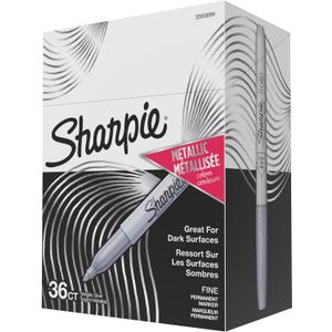 Sharpie Metallic Permanent Markers, Fine Point, Metallic Silver, 36 Count