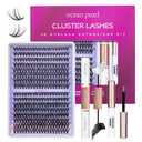 DIY Lash Extension Kit 320 Pcs Lash Clusters Kit Individual Lashes Natural 10-16mm C/D Curl with Bond Seal Tweezers Lash Glue Remover False Eyelashes for Beginner Eyelash Extensions at Home (30D+40D)