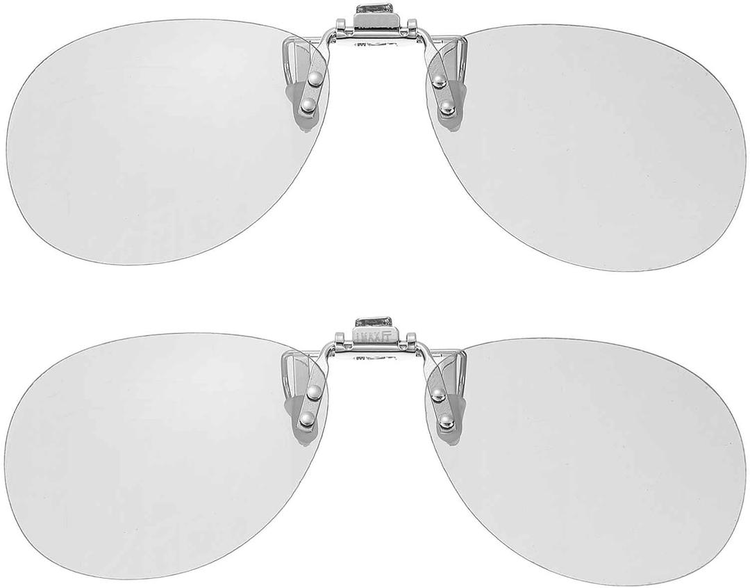 MECCANIXITY 2 Pcs Polarized Clip-on 3D Glasses, Passive Circular 3D Viewing Glasses Frames for RealD/Image Maximum Movies Theater Games TV Photo Projector (Metal Clip)