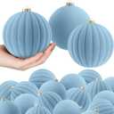 Syhood 16 Pcs 4 Inch Velvet Christmas Balls Large Velvet Xmas Tree Ornaments Balls Decorations Hanging Flocked Ornaments for Christmas Tree Home Garland Holiday Party Decor (Dusty Blue)