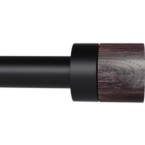 Wood Curtain Rods for Windows: 1 Inch Diameter Heavy Duty Adjustable Curtain Rod 32" to 45", Decorative Single Window Curtain Rods with Imitation Wood Grain Finials,Window Drapery Rod for Bedroom