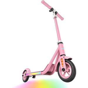 Gobazaar Electric Scooter for Kids Ages 6-12, 150W Hub Motor, 10 mph, 60 mins Ride Time, Colorful Lights, LED Display, Dual Brake System, 4 Height Adjustable Kids Electric Scooter, Best Gifts for Kids
