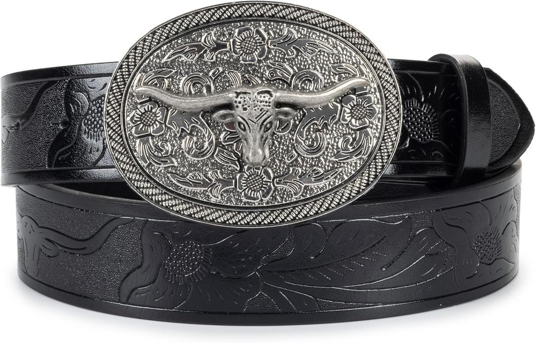 Western Belts for Women Men-Cowgirl-Cowboy-Country-Belt (Fit 29"-33", Black)