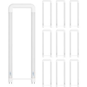 T8 U Bend Shape LED Tube Light 20W 5000k ETL Listed 2x2FT 10 Pack | 40W Equivalent 2000LM Daylight, Fluorescent Replacement G13 Dual-Ended Powered Ballast Bypass, Frosted Cover