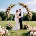 Round Arch Stand 6.6FT Circle Balloon Arch Frame Circle Backdrop Stand Gold Round Arch With Storage Bag For Valentines Day Wedding Birthday Party Bridal Shower Anniversary Event Ceremony Decoration