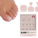 Glamnetic Press On Toenails - MaDamn | Classic White French Tip Fake Toe Nails with a Glossy Finish | 16 Sizes - 32 Toe Nail Kit with Glue