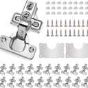 Cabinet Hinges - 60 Pack for 1/2 inch Overlay Cabinet, Face Frame Concealed 105Deg Self Closing Hinges, Stainless Soft Close Cabinet Door Hinges with Mounting Screws and Repair Plate