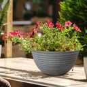 2 Pack 10 Inch Plant Pots,Durable Decorative Flower Pots Planters with Drainage Hole for Indoor and Outdoor Plants,Flowers,Succulents, Gray