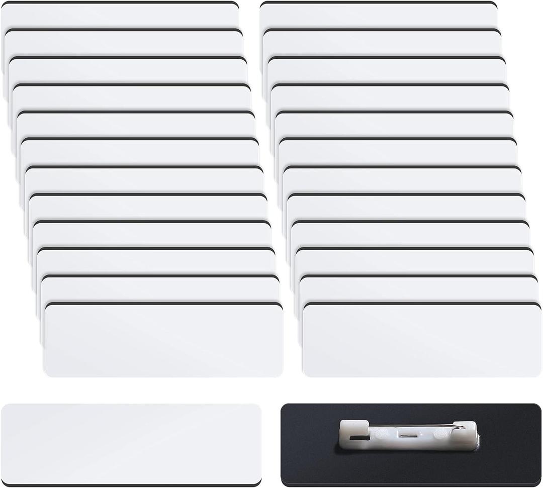 Name Tag Blank Name Badges 1 x 3 Inch DIY Blank ID Name Badge with Pin Backing for Office Workers Students, Personalized Badges Making (50 Pieces)