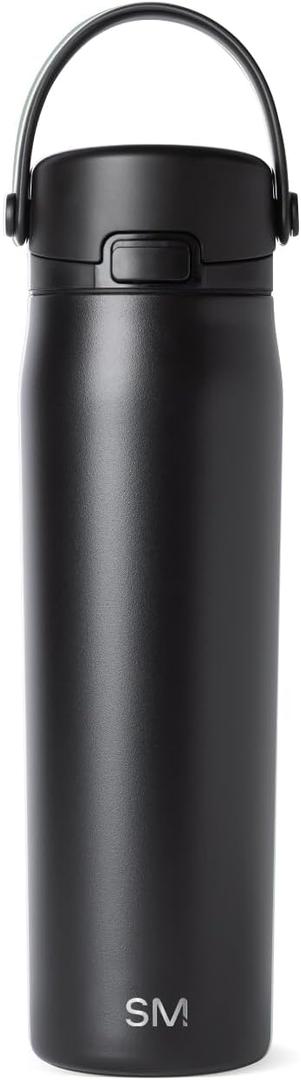 Simple Modern Mesa Sport Water Bottle with Covered Chug Lid | 24oz Cup Holder Friendly Insulated Stainless Steel Bottle for Gym, Sports and Travel | Midnight Black
